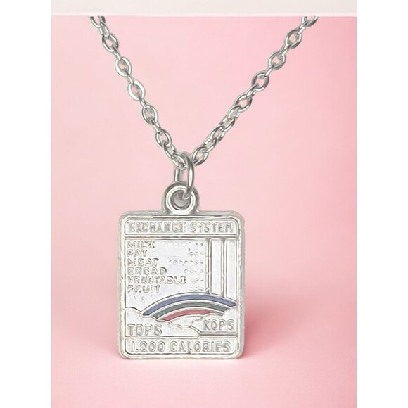 Tops Kops Exchange System Weight Pendant Charm Necklace Silver Tone 18" - Picture 1 of 2